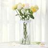 Venta al por mayor de jarrón de vidrio transparente nórdico, simple, pequeño, fresco, decoración del hogar, rosa verde, flores secas hidropónicas, adornos florales