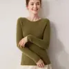 Suéter suave y delicado 100% cachemira pura para mujer, de punto fino, sin costuras, cuello redondo bajo acanalado, ajuste ceñido, prenda base