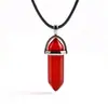 Collar con Colgante Hexagonal de Piedra Natural Moda Europea y Americana Prisma Hexagonal de Cristal Natural Columna Hexagonal Bala