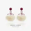 Pendientes Rojos con Lazo y Pompón de Navidad para Otoño e Invierno para Mujer, Pendientes de Ambiente Festivo, Nuevos Accesorios para Orejas
