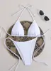 Bolsa Triangular de Color Sólido Traje de Baño Bikini con Cordones Sexy Alta Elasticidad Traje de Baño para Mujer Almohadilla Extraíble en el Pecho Secado Rápido Transpirable