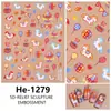 Redanco5D Relieve Popular Pegatina para Uñas Dibujos Animados Juguete Caballo de Madera Pequeño Calcomanía Estéreo para Uñas He1279