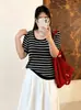Camiseta de Punto Cuadrada de Manga Corta Simple para Mujer Talla Grande Mujer 2026 Otoño MM Gordita Versátil Casual Top Ropa Interior