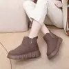 Nuevas Botas de Nieve de Piel de Oveja de Invierno con Forro de Felpa, Engrosadas para Calidez, Zapatos de Madre con Suelas Gruesas, Antideslizantes, Botas de Nieve para Mujer que Aumentan la Altura