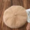 2025 Nuevo Boino de Terciopelo de Visón de Pelo Largo para Mujer Otoño e Invierno Lindo y Dulce Más Fácil de Combinar Sombrero Octogonal Sombrero de Pintor Tejido