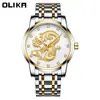 Novo relógio masculino de aço inoxidável com design de dragão chinês, mostrador grande luminoso, relógio de pulso masculino à prova d'água com quartzo e dragão, disponível para dropshipping