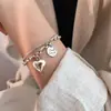 Japonês e Coreano Indústria Pesada Amor Redondo Dupla Camada Pulseira de Namorada Feminina Design de Nicho Ins Estilo Retrô Hip-Hop Pulseira Personalizada