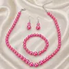 Juego de Joyería de Perlas de Alto Brillo para Mujer, Collar, Pendientes, Pulsera, Juego de Tres Piezas, Regalo para Mamá, Hermosos Accesorios para Fotos de Boda