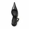 Zapatos de Mujer de Punta Fina Talla Grande con Correa Trasera, Venta Directa de Fabricantes Transfronterizos, Estilo Europeo y Americano, Tacones Altos de Tacón Fino, Sandalias de Punta Cerrada de Charol, 10cm