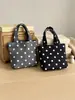Bolsa tote de bolinhas transfronteiriça, estilo retrô e artístico, mini bolsa de lona, adequada para estudantes usarem na escola, no trajeto e para carregar lancheiras