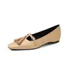 Sapatilhas Confortáveis de Moda de Nicho com Solado Macio 2026 Nova Coleção Primavera e Outono Sapatos Rasos de Couro com Bico Quadrado e Sem Cadarço