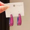 Pendientes de Aro Plateados de Alta Resistencia con Zirconia, Estilo Lujo Ligero, Forma de C, Pendientes de Nicho Transfronterizos, Pendientes Personalizados de Gama Alta para Mujer