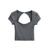 Hot Girls Sexy Decote Baixo Cintura Alta Curto Slim-fit Top Design Nicho Costas Grande Oco Manga Curta T-shirt Mulheres