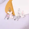 Lindo Conejo de Peluche Llavero con Lazo de Perlas Oso Articulado Colgante Cadena para Teléfono Accesorio para Teléfono