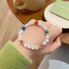 Pulsera de ojo de gato blanco estilo princesa Mori, dulce y fresca, para mujer, con forma de corazón de ágata, regalo para novias.