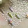 Redanco5D Em relevo Ins Popular Desenho Animado Adesivos de Unha Folha de Lótus Flor de Lótus Adesivos 3D para Unhas Dr1759