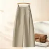Pantalones de pierna ancha para mujer, pantalones largos casuales, de cintura alta, corte holgado, adelgazantes, versátiles, para ir al trabajo, buena caída, color liso, pantalones de pierna recta, nuevo otoño 2026