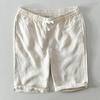 0806 pantalones cortos con bolsillo y cordón simple para hombre, pantalones rectos casuales, pantalones de lino para la playa (Las acciones prevalecerán)