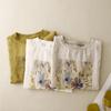 Foto Real de Top Casual Holgado con Estampado Retro 2026 para Mujer, Camiseta de Verano de Manga Corta con Cuello Redondo, Top Pulóver Artístico