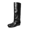 Botas de montar de moda estilo europeo y americano con punta dividida de 2 cm, nuevo modelo otoño e invierno 2026, punta redonda, suela plana, botas altas hasta la rodilla para mujer