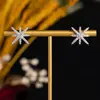 Pendientes Pequeños de Planeta Versátiles de Moda Tachuelas de Copo de Nieve Aguja de Plata Delicados Pendientes de Flor con Circonita Microincrustada para Mujer