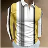 Outono 2024 Novo Exportação Transfronteiriça Masculino 3D Estampado Cor Sólida Casual Zíper Manga Longa Camisa Polo Camisa Paul