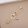 Broche para Collar de Perlas de Cobre Chapado en Oro de 18 Quilates con Circonia Microincrustada, Broche Largo de Doble Extremo, Broche de Acabado para DIY, Accesorios de Joyería