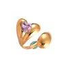 Anillo Abierto de Flor Hueca con Circonita de Acero Inoxidable Anillo de Dedo Índice de Moda Transfronteriza Europea y Americana Anillo de Diseño de Nicho