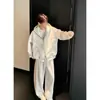 Nuevo conjunto de sudadera con capucha y cremallera doble de punto de alta gama para principios de otoño, sudadera y pantalón de chándal casuales cómodos y elegantes para hombre