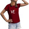 Nueva camiseta de manga corta con cuello redondo y estampado 3D transfronterizo de amor para mujer europea y americana