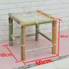 Cadeira de Bambu Antiga com Encosto, Banqueta Pequena de Bambu para Dançar, Mesa de Bambu e Rattan Trançada à Mão, Conjunto de Mesa e Cadeiras de Bambu para Exterior para Uso Comercial