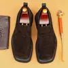 Zapatos de Piel para Hombre 2026 Modelo Nuevo Piel Genuina Estilo Británico Ante Suela Gruesa Punta Cuadrada Slip-On Mocasines Formales Transfronterizos en Stock