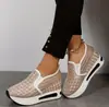 Moda Feminina 2024 Sapatos Casuais Respiráveis de Malha com Salto Interno e Solado Plano Suporte para Plataforma Transfronteiriça Drop Shipping