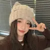 Sombrero de Lana Tejido con Orejas de Gato Dulce y Lindo Moda Otoño e Invierno Versátil Resistente al Viento Cálido Sombrero para Exteriores Casual para Mujeres