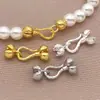 Broche Chapado en Oro de 18 Quilates, Broche de Perla que Conserva el Color, Broche de Flor, Broche Conector para Pulsera y Collar, Broche de Perla Pimienta, Accesorios para Joyería DIY