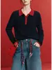 Sinfonía de Año NuevoSuéter de Punto Trenzado de Lana Retro con Cuello Polo para Mujer 2026 Otoño Tejidos