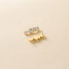 Brincos Geométricos com Cravação Pavé de Diamantes Coloridos da Série Minimalista Fashion, Brilhantes, com Pedras em Toda a Superfície, Tendência Europeia e Americana, Atacado