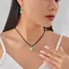 Colar Transfronteiriço Desenho Animado Brincos de Rã de Vidro Feminino Nicho Temperamento Simples Fofo Pequeno Conjunto de Colar de Brincos