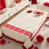 Toalha de Mesa de Centro para Casamento Vermelha Festiva Decoração de Sala de Casamento Novo Estilo Chinês Sala de Estar Impermeável e Resistente ao Calor Toalha de Mesa Dupla Felicidade