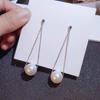 Pendientes de perlas distintivas de plata esterlina S925 para mujer, nuevos pendientes de plata esterlina de alta gama con un toque de nicho para el rostro, pendientes delgados.
