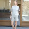 Traje de Gama Alta Tendencia de Verano para Mujer, Tops de Color Puro, un Conjunto Completo de Camisetas de Manga Corta y Pantalones Cortos, Ropa de Abrigo Casual de Dos Piezas para Mujer