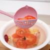 Cuchara sopera grande de doble propósito con mango largo de paja de trigo Colador Cuchara para olla caliente espesa Cuchara de plástico para gachas Cuchara para olla caliente