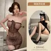 Primeiro Amor Coelhinha Sexy Estampa de Leopardo Tomara-que-caia Saia de Quadril Sexy Transparente Uniforme de Secretária Sexy Lingerie Sexy Roupa Sexy