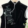 Parche de Tela Bordado con Lentejuelas de Flor Tridimensional Decoración Hecha a Mano para Ropa, Bolsos, Cheongsam, Accesorios Negros de Nuevo Estilo Chino