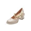 Não Cansativo para os Pés, Saltos Grossos, Saltos Altos, Vestido de Casamento, Sapatos de Casamento, Sapatos Femininos Xiuhe Francês Finos Brilhantes de Cristal para Madrinhas e Noivas, Uso Duplo