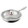 Wok de Titânio Sem Revestimento, Frigideira Antiaderente, Wok de Titânio com Padrão Martelado Escama de Peixe, Wok Doméstico de Liga de Titânio, Wok Pronto para Estoque Transfronteiriço