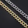 Explosiones transfronterizas cadena cubana de 13 mm aleación de alta calidad collar de diamantes pulseras para hombres y mujeres joyería hip-hop europea y americana venta al por mayor
