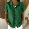 Camisa casual de manga corta de color liso con cuello y botones, cómoda, holgada, transfronteriza europea y americana, 2026 Amazon primavera/verano