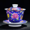 Tazón Recubierto de Esmalte Taza de Té Individual Cerámica Jingdezhen Kung Fu Juego de Té Tazón de Té Sancai Juego de Té Hogar Venta al por Mayor