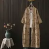 Vestido Simples de Comprimento Médio com Estampa Artística em Gaze de Algodão, Gola Alta e Mangas Três Quartos - Nova Coleção Primavera/Verão 2026